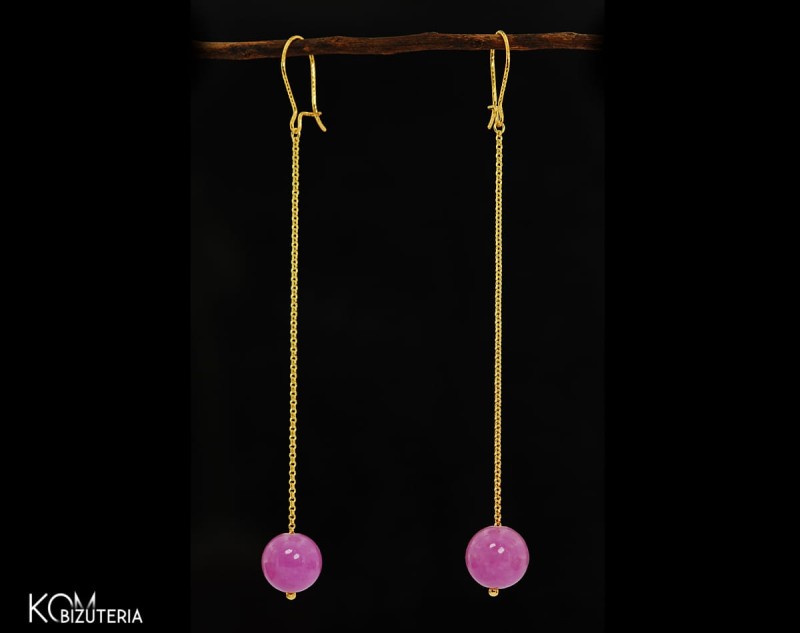 kolczyki otwarte beads koraliki fiolet purple violet chain lancuch pozlacane zloto gold-plated gold srebro diamentowane diament blysk blyszczace diamond cut lekkie kom bizuteria 4.jpg