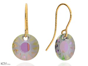 Wielokolorowe okrągłe kolczyki, kryształ Swarovski® sun 1.2 cm, pozłacane srebro 925