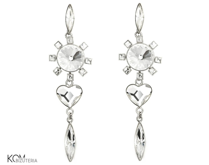 kolczyki sztyfty studs swarovski krysztal crystal heart serce rivoli navette srebro rodowane kom bizuteria.JPG