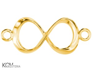 Pozłacana, srebrna ozdobna zawieszka, charm, łącznik nieskończoność 24x10mm w70.2