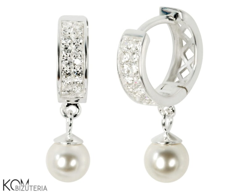 kolczyki syntetyczne perly swarovski krem biale cream white cubic zirconia cyrkonia zatrzaskowe clasp srebro kom bizuteria.jpg