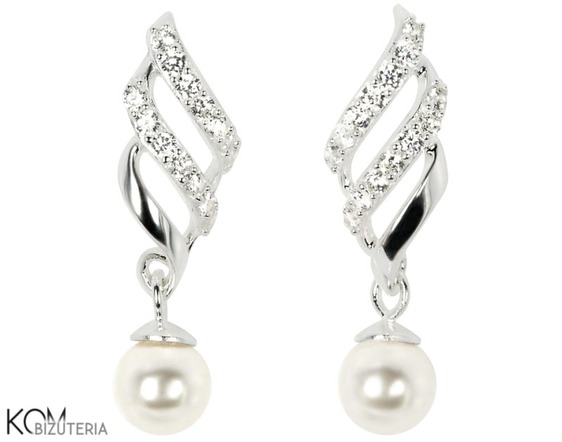 kolczyki syntetyczne perly swarovski krem biale cream white cubic zirconia cyrkonia sztyft stud srebro kom bizuteria.jpg