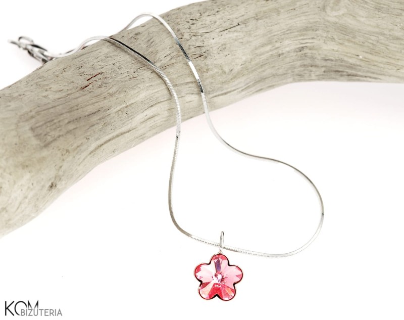 bransoletka na noge srebrna noga plaza lato summer ankle bracelet swarovski kwiat flower rose pink roz rozowy rozowe srebro kom bizuteria.jpg