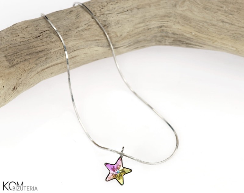 bransoletka na noge srebrna srebro noga plaza lato summer ankle bracelet swarovski gwiazda star vitrail light fiolet zielen violet green kom bizuteria.jpg