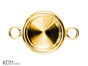 Pozłacana, srebrna zawieszka, łącznik, z okrągłą, wklęsłą miseczką do kryształów rivoli 1122 8mm w78
