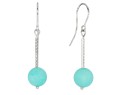 kolczyki otwarte jadeit matowy blekit turkus turquoise blue niebieski jade matte bead srebro diamentowane diament blysk blyszczace diamond cut lekkie kom bizuteria