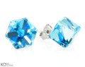 Niebieskie kolczyki sztyfty duże kostki, srebro 925, kryształy Swarovski®