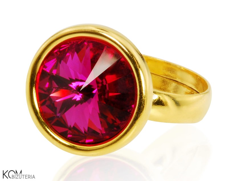 pierscionek srebro rivoli roz rozowy fuksja pink fuchsia 12 mm rant pozlacane srebro gold plated swarovski kom bizuteria.jpg