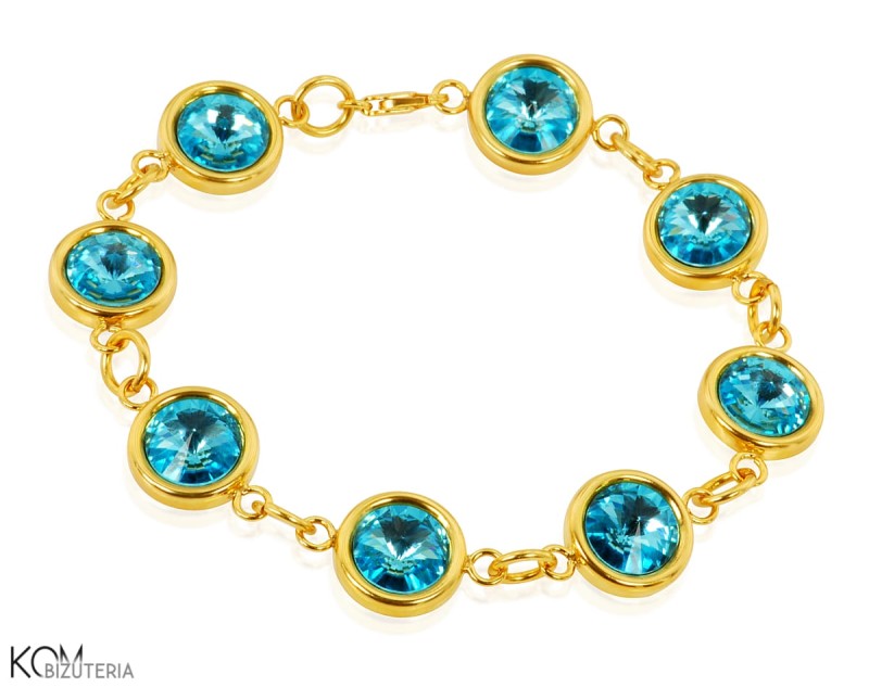 bransoletka swarovski rivoli niebieska blue zlota pozlacane srebro gold-plated silver bleki kom bizuteria.jpg