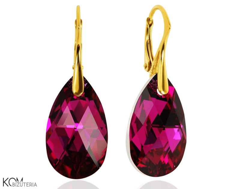 lacrima kolczyki angielskie leverback swarovski migdal roz rozowy almond pink pozlacane srebro gold-plated silver kom bizuteria.jpg