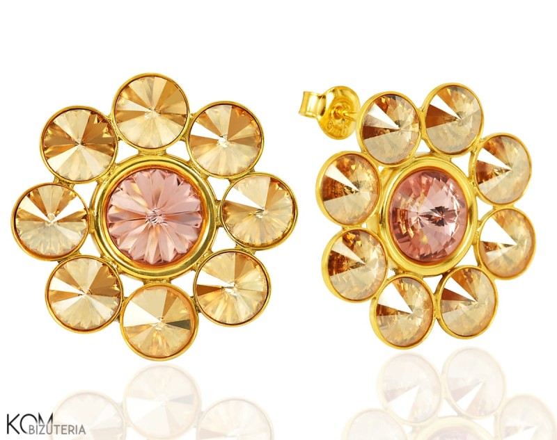 fiore kolczyki sztyfty nude roz rozowe vintage rose golden shadow zloty cien pozlacane srebro gold-plated silver kom bizuteria.jpg