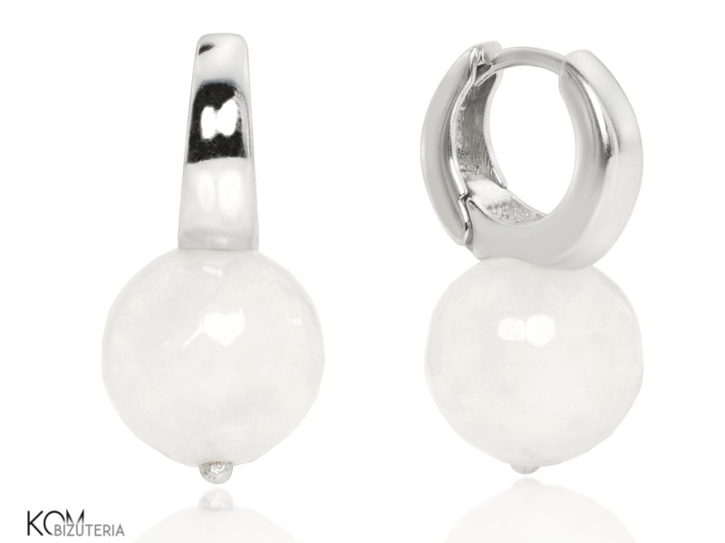 kreol mleczna biel koralik kolczyk srebrny zatrzaskowy kom bizuteria.jpg