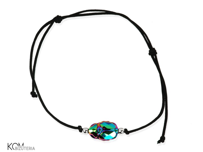 bransoletka lilou skarabeusz scarab sahara zielony niebieski fiolet green blue purple swarovski srebro silver kom bizuteria calosc.jpg