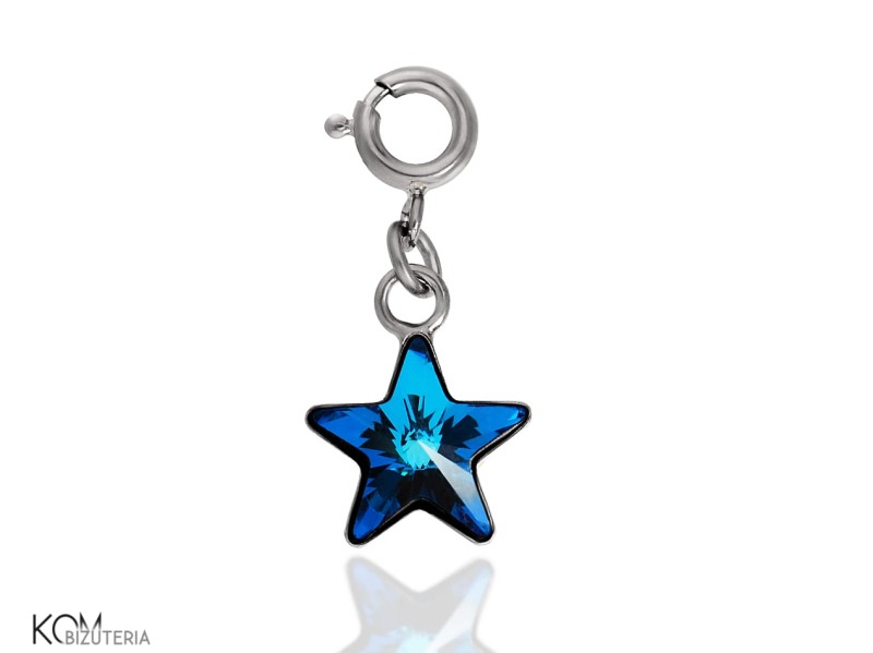 zawieszka podwieszka charm srebro swarovski krysztal gwiazda star niebieski blue bermuda kom bizuteria.jpg