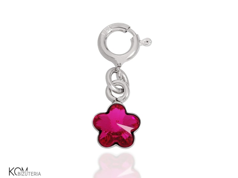 zawieszka podwieszka charm srebro swarovski krysztal kwiat flower pink roz rozowe fuchsia kom bizuteria.jpg