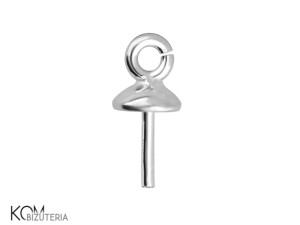 Srebrny kapturek ze szpilką do perełek, z haczykiem 8x3mm kc7