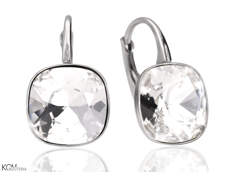 piazza kolczyki angielskie leverback swarovski cusshion poduszka kwadrat square bialy  white crystal ktysztal silver srebro kom bizuteria.JPG