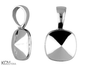 Srebrna zawieszka, z wklęsłą miseczką do kryształów kwadrat 4470 10mm w119
