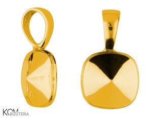 Pozłacana, srebrna zawieszka, z wklęsłą miseczką do kryształów kwadrat 4470 10mm w119
