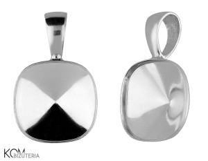 Srebrna zawieszka, z wklęsłą miseczką do kryształów kwadrat 4470 12mm w119