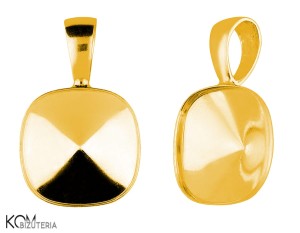 Pozłacana, srebrna zawieszka, z wklęsłą miseczką do kryształów kwadrat 4470 12mm w119