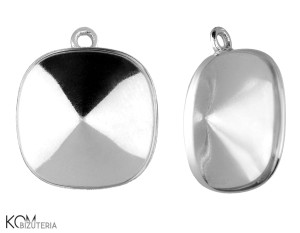 Srebrna zawieszka, z wklęsłą miseczką do kryształów kwadrat 4470 12mm w120