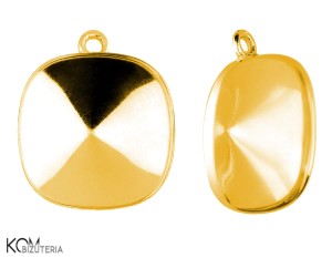 Pozłacana, srebrna zawieszka, z wklęsłą miseczką do kryształów kwadrat 4470 12mm w120