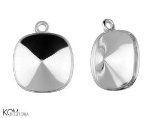 Srebrna zawieszka, z wklęsłą miseczką do kryształów kwadrat 4470 10mm w120