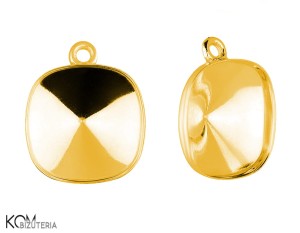Pozłacana, srebrna zawieszka, z wklęsłą miseczką do kryształów kwadrat 4470 10mm w120