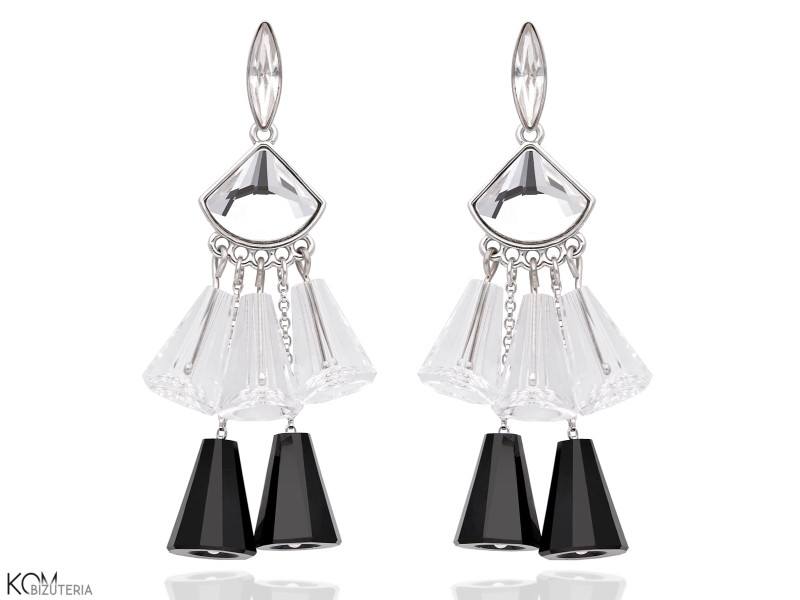 kolczyki sztyfty studs swarovski czarny bialy white black krysztal crystal jet glamour srebro rodowane kom bizuteria.JPG