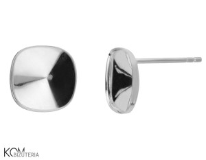 Srebrny kolczyk sztyft z wklęsłą miseczką do kryształów kwadrat 4470 10mm kh46