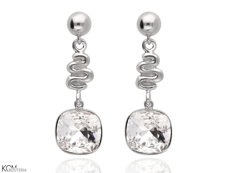 piazza kolczyki sztyfty zygzak wstążka leverback swarovski cushion 12 mm poduszka kwadrat square bialy  white crystal krysztal silver srebro kom bizuteria.JPG