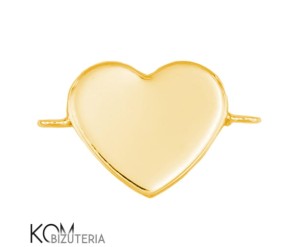Pozłącana, srebrna zawieszka, łącznik z miseczką do kryształów serce 2808 14mm w55