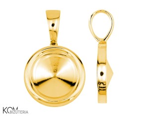 Pozłacana, srebrna zawieszka z okrągłą, wklęsłą miseczką do kryształów rivoli 1122 12mm w56