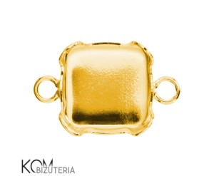 Pozłacana, srebrna zawieszka z miseczką do kryształów kwadrat 4470 12mm w64