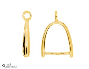 Pozłacana, srebrna krawatka, zawieszka zaciskowa z kółeczkiem na górze 16x11mm w69