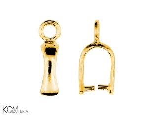 Pozłacana, srebrna krawatka, zawieszka zaciskowa z kółeczkiem na górze 12x6mm w76