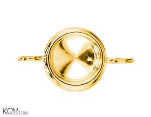 Pozłacana, srebrna zawieszka, łącznik, z okrągłą, wklęsłą miseczką do kryształów rivoli 1122 6mm w78.2