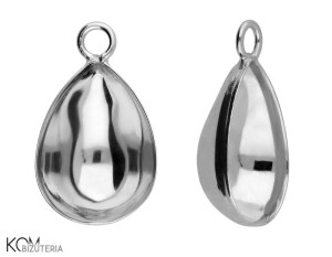 Srebrna zawieszka, z wklęsłą miseczką do kryształów łezka 4320 14mm w122