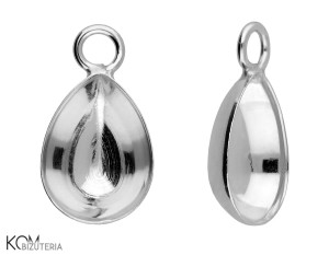 Rodowana, srebrna zawieszka, z wklęsłą miseczką do kryształów łezka 4320 10mm w122