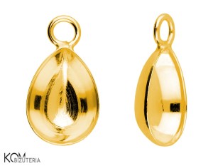 Pozłacana, srebrna zawieszka, z wklęsłą miseczką do kryształów łezka 4320 10mm w122