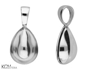 Srebrna zawieszka, z wklęsłą miseczką do kryształów łezka 4320 14mm w122
