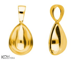 Pozłacana, srebrna zawieszka, z wklęsłą miseczką do kryształów łezka 4320 14mm w122