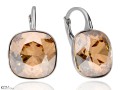 Beżowe kolczyki angielskie duże kwadraty, srebro 925, kryształy Swarovski® kwadrat
