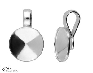 Rodowana, srebrna zawieszka, z okrągłą, wklęsłą miseczką do kryształów rivoli 1122 12mm w123