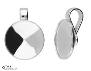 Rodowana, srebrna zawieszka, z okrągłą, wklęsłą miseczką do kryształów rivoli 1122 14mm w123