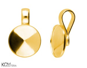 Pozłacana, srebrna zawieszka, z okrągłą, wklęsłą miseczką do kryształów rivoli 1122 12mm w123