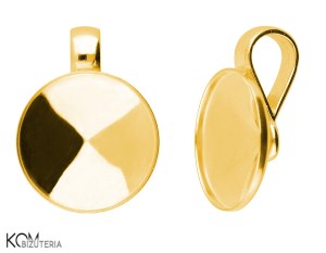 Pozłacana, srebrna zawieszka, z okrągłą, wklęsłą miseczką do kryształów rivoli 1122 14mm w123