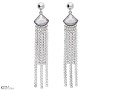 Białe wiszące kolczyki chandelier z cyrkoniami, kryształ Swarovski® wachlarz, srebro 925, cyrkonie