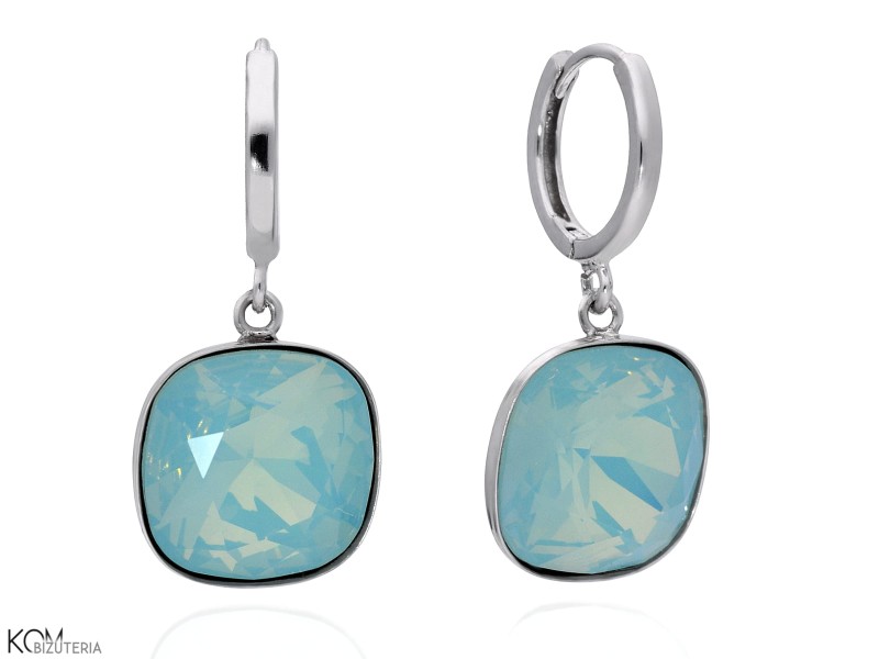 piazza kolczyki zatrzaskowe kreole creole clasp earrings swarovski zielony turkusowy turquoise green pacific opal srebro silver kom bizuteria.JPG